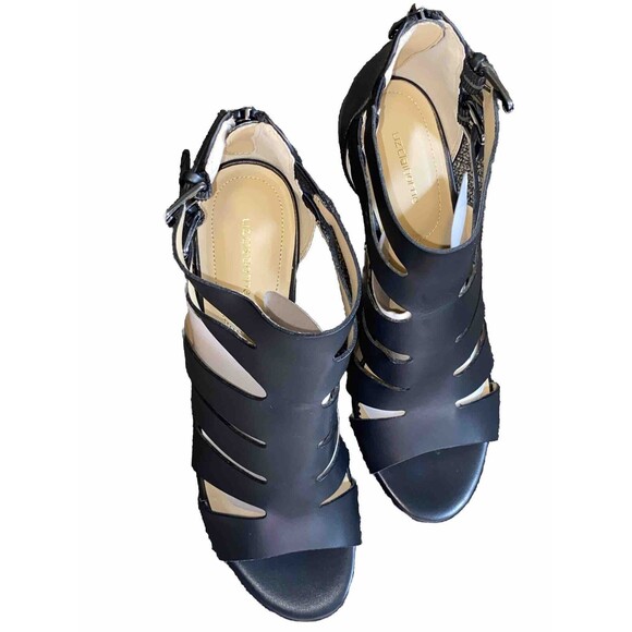 NEW Liz Claiborne 'Gavi' Cognac lack Strap 4" Stacked Heels/Sandals Open Toe 8.5 - Picture 5 of 13